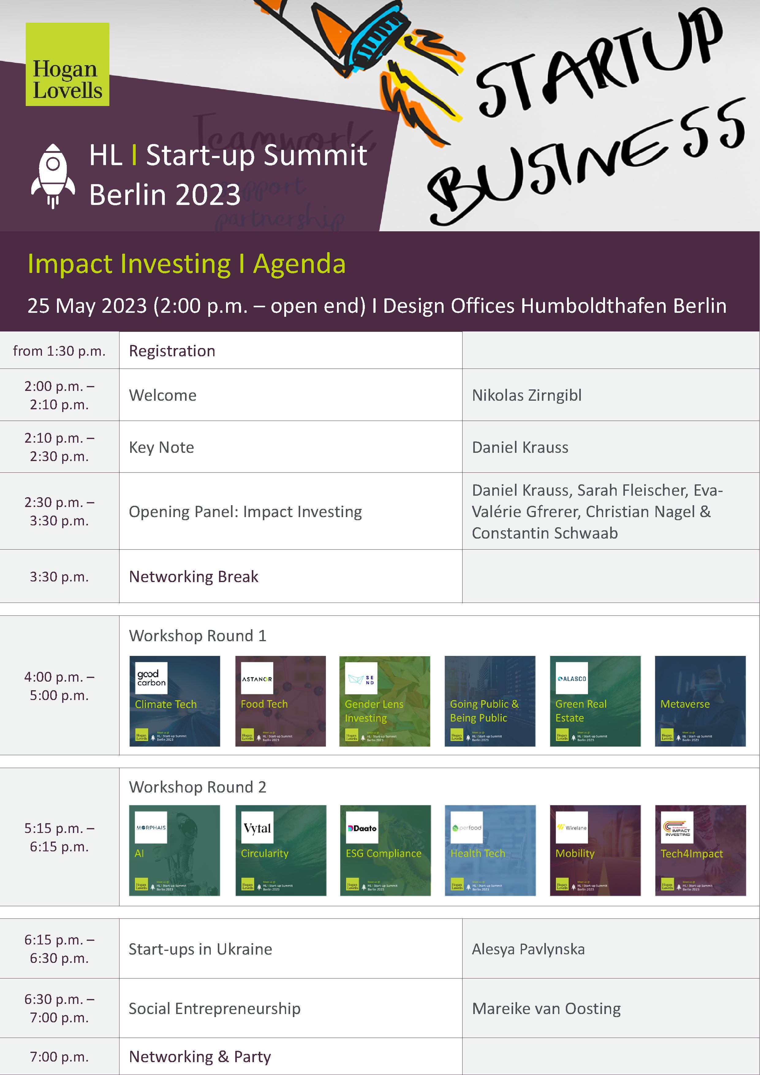 Agenda startup summit Hogan Lovells