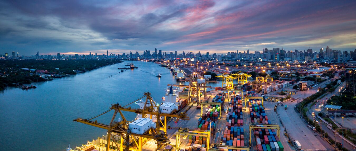 industrial dock space with shipping containers