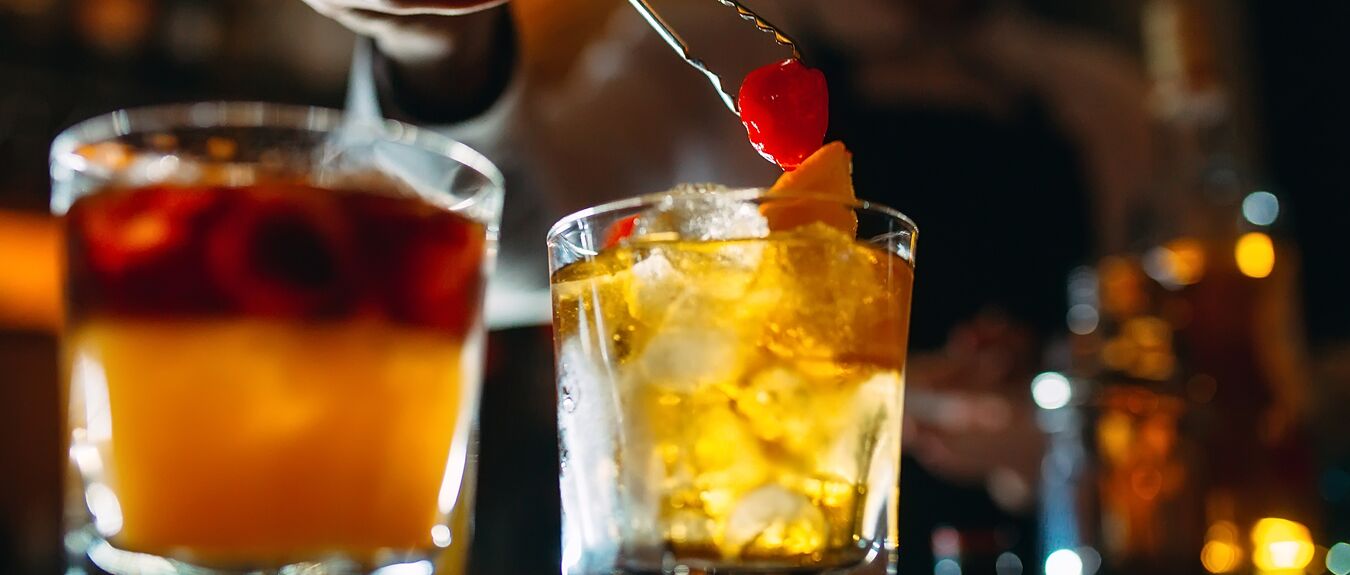 cocktails at a bar